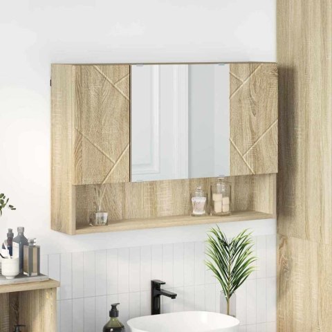 VidaXL Szafka z lustrem z przechowywaniem Dąb Sonoma 80 x 17 x 55 cm