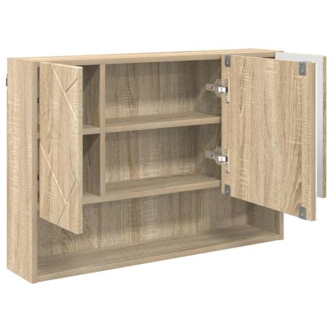 VidaXL Szafka z lustrem z przechowywaniem Dąb Sonoma 80 x 17 x 55 cm