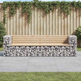 ŁAWKA OGRODOWA Z GABIONEM 244X71X65,5CM LITE DREWNO SOSNOWE