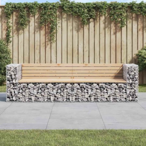 ŁAWKA OGRODOWA Z GABIONEM 244X71X65,5CM LITE DREWNO SOSNOWE