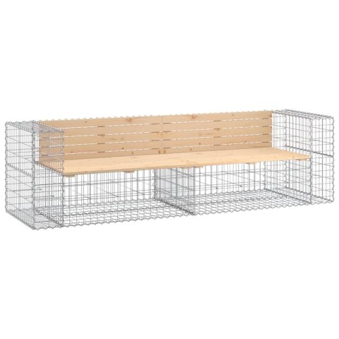 ŁAWKA OGRODOWA Z GABIONEM 244X71X65,5CM LITE DREWNO SOSNOWE