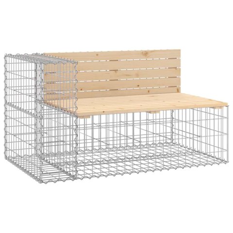 ŁAWKA OGRODOWA Z GABIONEM 244X71X65,5CM LITE DREWNO SOSNOWE