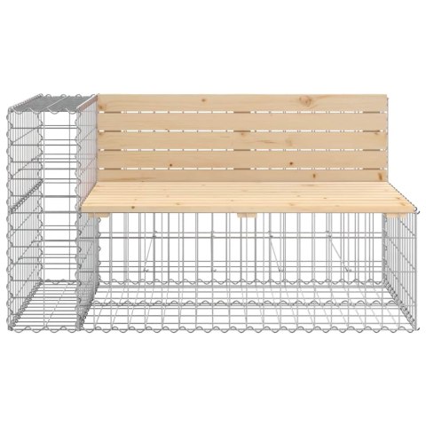 ŁAWKA OGRODOWA Z GABIONEM 244X71X65,5CM LITE DREWNO SOSNOWE