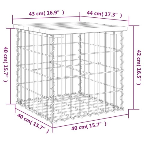 ŁAWKA OGRODOWA Z GABIONEM 43X44X42CM LITE DREWNO SOSNOWE