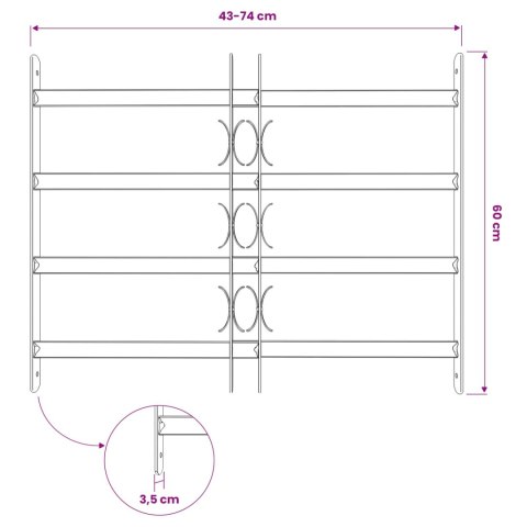 VidaXL Kratka Okienna 75.5 x 60 cm Stal malowana proszkowo Czarny