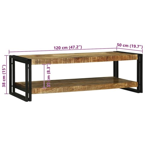 VidaXL Stolik kawowy Brązowy 120 x 50 x 38 cm Drewno z mango