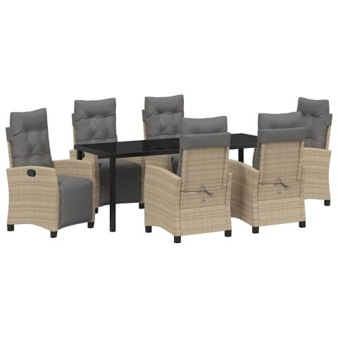 VidaXL Zestaw do jadalni w ogrodzie z poduszką 7 pcs Beżowy polirattan