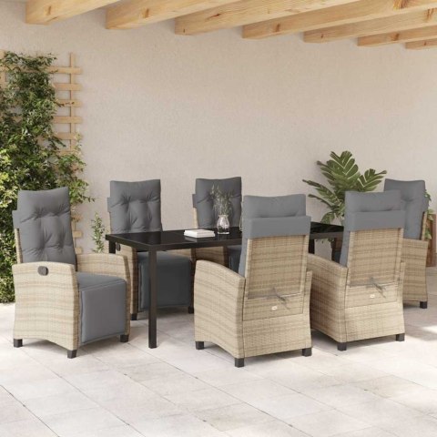 VidaXL Zestaw do jadalni w ogrodzie z poduszką 7 pcs Beżowy polirattan