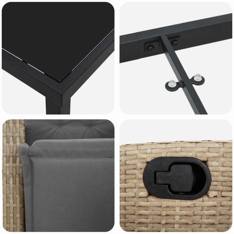 VidaXL Zestaw do jadalni w ogrodzie z poduszką 7 pcs Beżowy polirattan