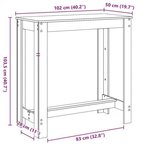 STOLIK BAROWY SZAROŚĆ BETONU 102X50X103,5CM