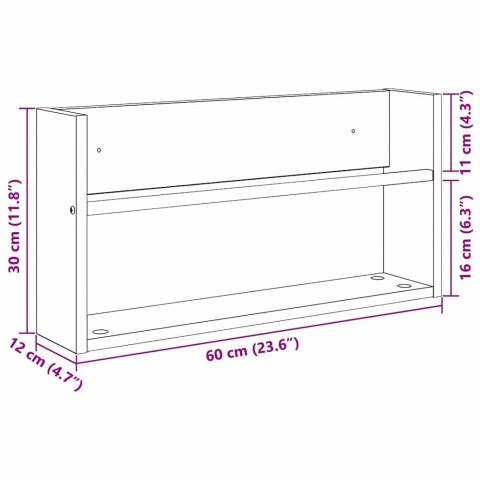 VidaXL Regał na gazety z półką 2 pcs Czarny Dąb 60 x 12 x 30 cm