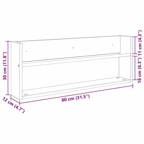 VidaXL Regał na gazety z półką 2 pcs Czarny Dąb 80 x 12 x 30 cm