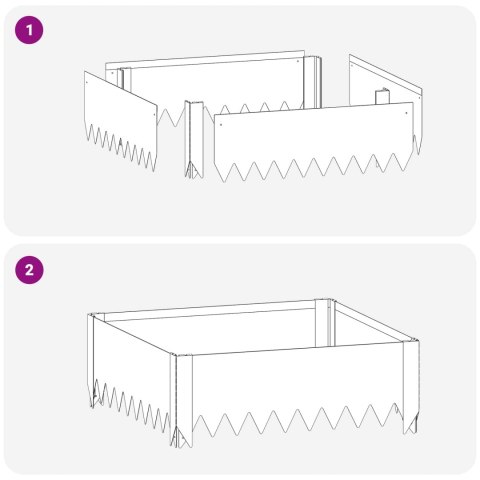 VidaXL Krawężnik do trawnika 4 pcs 60 x 60 x 20 cm Stal Czarny