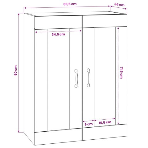 VidaXL Szafka ścienna Czarny dąb 69,5 x 34 x 90 cm Drewno inżynieryjne