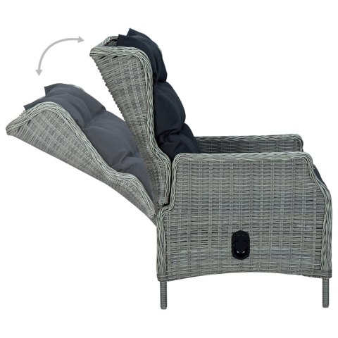 VidaXL 9-cz. zestaw mebli ogrodowych, poduszki, rattan PE, jasnoszary
