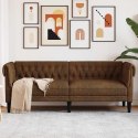 VidaXL Sofa Chesterfield, trzyosobowa, brązowa, obita tkaniną
