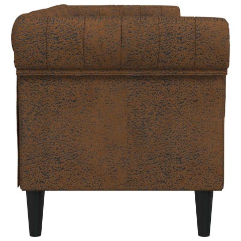 VidaXL Sofa Chesterfield, trzyosobowa, brązowa, obita tkaniną