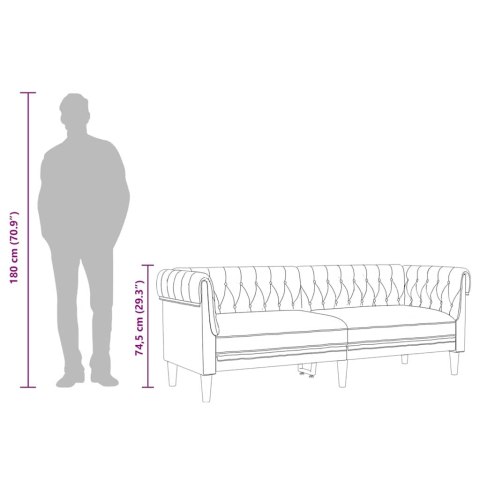 VidaXL Sofa Chesterfield, trzyosobowa, brązowa, obita tkaniną