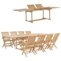 VidaXL 9-cz. zestaw mebli do ogrodu, 180-280x100x75 cm, drewno tekowe