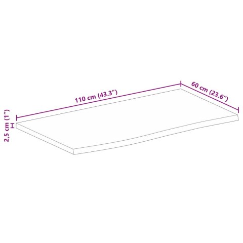 VidaXL Blat stołu, 110x60x2,5cm, naturalna krawędź surowe drewno mango