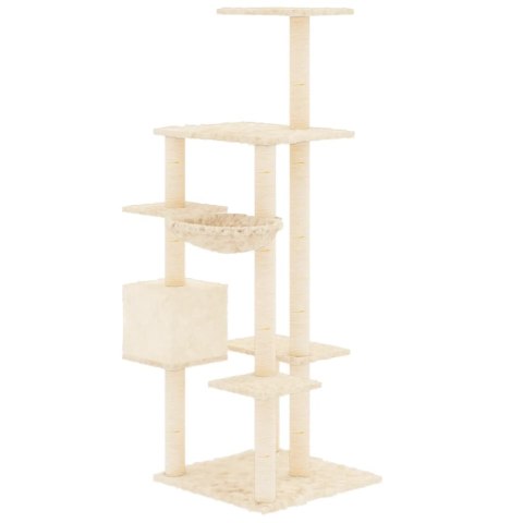 DRAPAK DLA KOTA Z SIZALOWYMI SŁUPKAMI KREMOWY 142CM