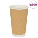 VidaXL Papierowe kubki, 500 szt., 16oz, 400ml, brązowy