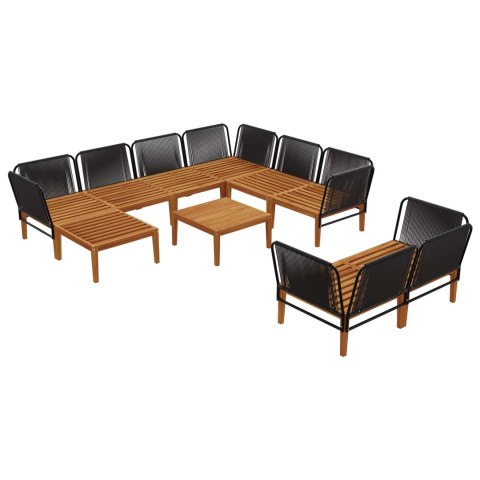 VidaXL 10 pcs Solidne drewno akacjowe i lina naturalny