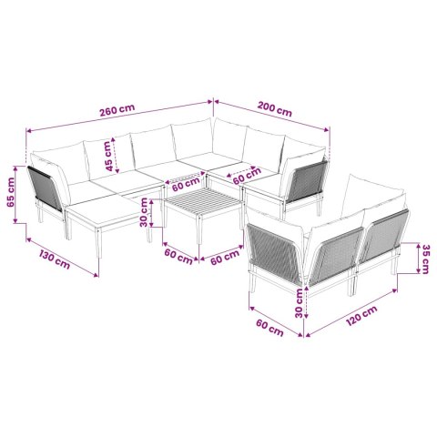 VidaXL 10 pcs Solidne drewno akacjowe i lina naturalny