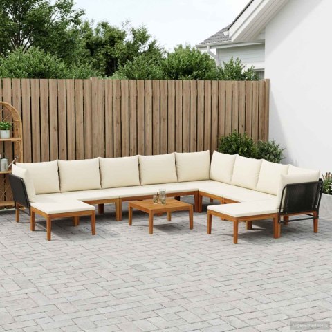 VidaXL 11 pcs Solidne drewno akacjowe i lina naturalny