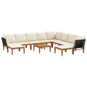 VidaXL 11 pcs Solidne drewno akacjowe i lina naturalny