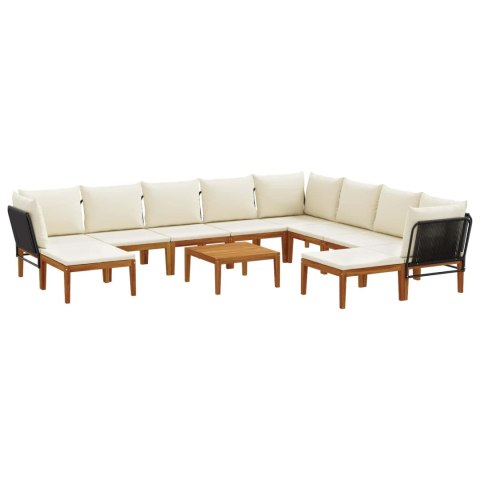 VidaXL 11 pcs Solidne drewno akacjowe i lina naturalny