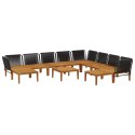VidaXL 11 pcs Solidne drewno akacjowe i lina naturalny