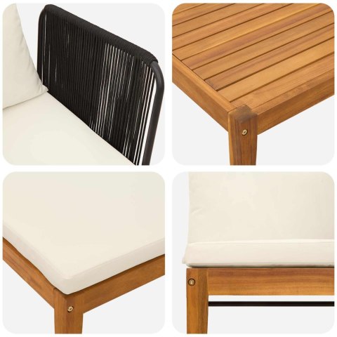VidaXL 11 pcs Solidne drewno akacjowe i lina naturalny