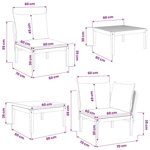 VidaXL 11 pcs Solidne drewno akacjowe i lina naturalny