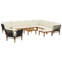 VidaXL 12 pcs Solidne drewno akacjowe i lina naturalny