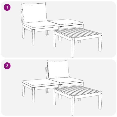 VidaXL 3 pcs Zestaw mebli ogrodowych z poduszkami naturalny