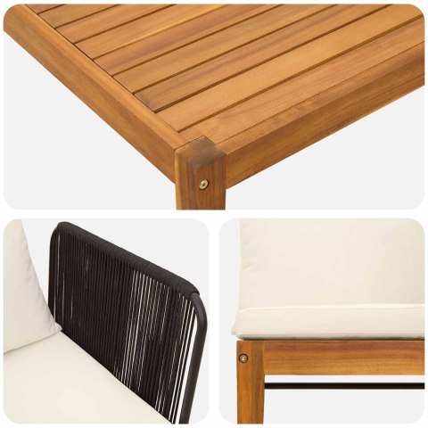 VidaXL 9 pcs Solidne drewno akacjowe i lina naturalny