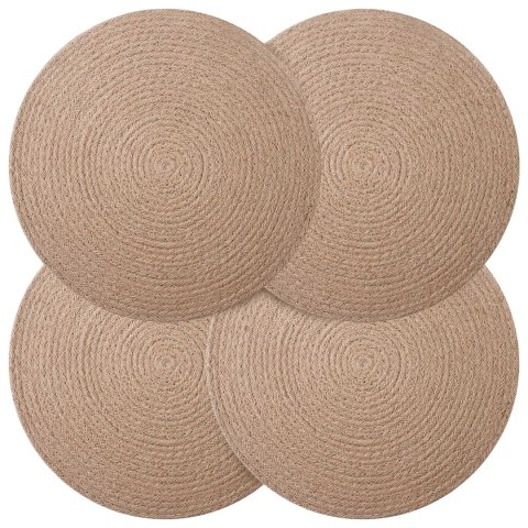VidaXL Podkładki Jutowe 4 pcs naturalny Ø 30 cm 100% Juta Tossa