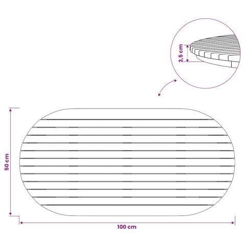 VidaXL Blat stołu 100 x 50 x 3,5 cm Owalny Lite drewno teakowe