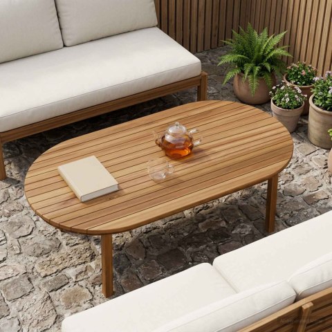 VidaXL Blat stołu 110 x 55 x 3,5 cm Owalny Lite drewno teakowe