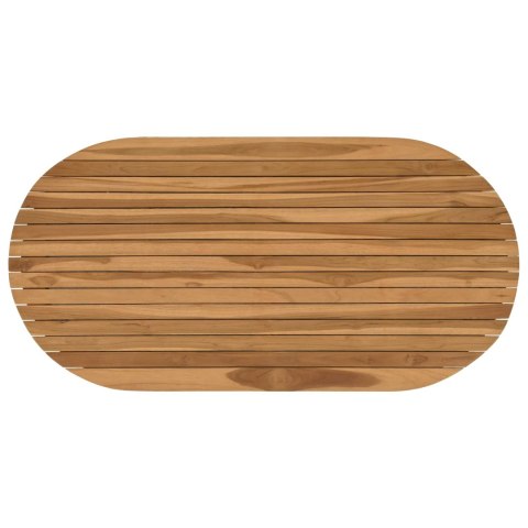 VidaXL Blat stołu 110 x 55 x 3,5 cm Owalny Lite drewno teakowe