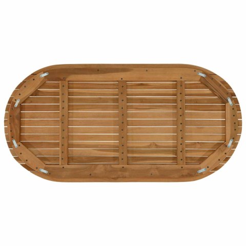 VidaXL Blat stołu 110 x 55 x 3,5 cm Owalny Lite drewno teakowe