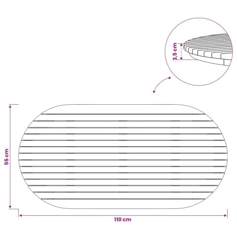 VidaXL Blat stołu 110 x 55 x 3,5 cm Owalny Lite drewno teakowe
