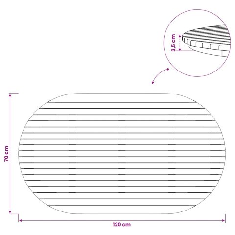 VidaXL Blat stołu 120 x 70 x 3,5 cm Owalny Lite drewno teakowe