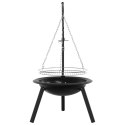 VidaXL Palenisko z regulowanym rusztem ⌀55,5 x 107,5 cm Stal Czarny