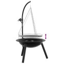 VidaXL Palenisko z regulowanym rusztem ⌀55,5 x 107,5 cm Stal Czarny