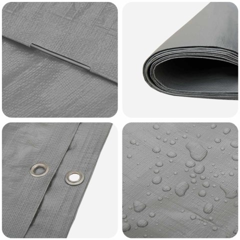 PLANDEKA OCHRONNA WODOODPORNA UV Z OCZKAMI SZARA 3X3M 260GSM PE
