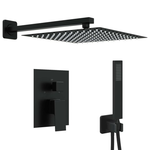SYSTEM PRYSZNICOWY PODTYNKOWY CZARNY KWADRATOWY DESZCZOWNICA 30CM