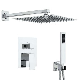 SYSTEM PRYSZNICOWY PODTYNKOWY SREBRNY KWADRATOWY DESZCZOWNICA 30CM