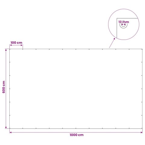 PLANDEKA OCHRONNA WODOODPORNA UV Z OCZKAMI ANTRACYT6X10M 180GSM PE